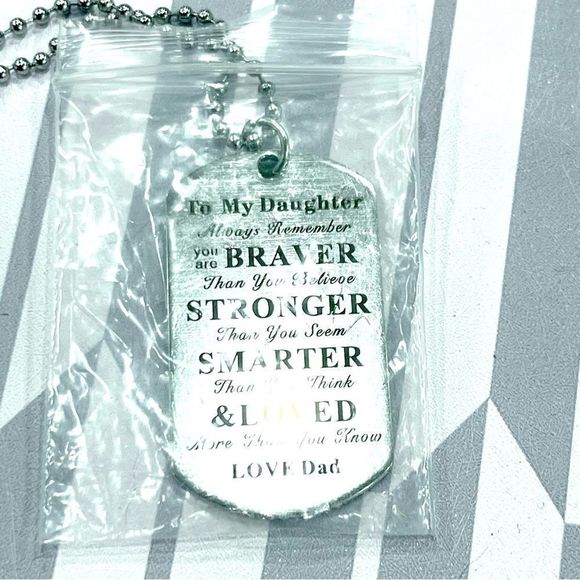 New To Daughter Love Dad Dog Tag Pendant Inspirational Gift Necklace - Picture 3 of 10